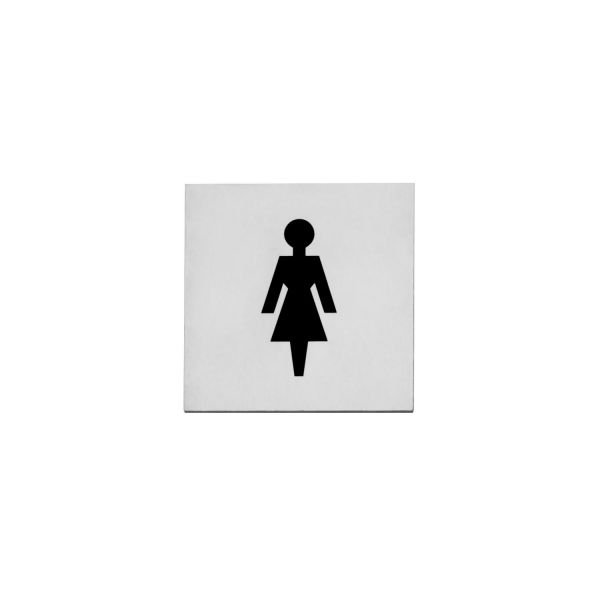 Pictogram damestoilet zelfklevend vierkant rvs geborsteld